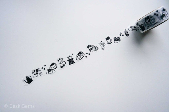 Mind Wave Die-cut Monochrome Washi Tape - Coffee