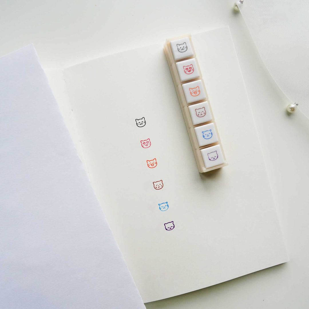 Kodomo No Kao Pochitto6 Portable Push-button Stamp - Cat Moods