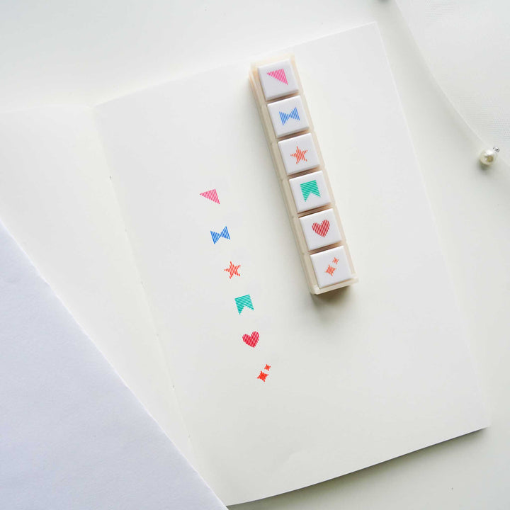 Kodomo No Kao Pochitto6 Portable Push-button Stamp - Stripe Symbols