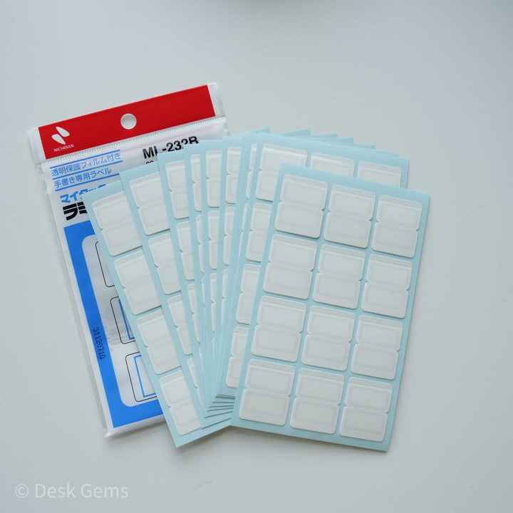 Laminated White Index Tabs - Blue Frame (Medium)