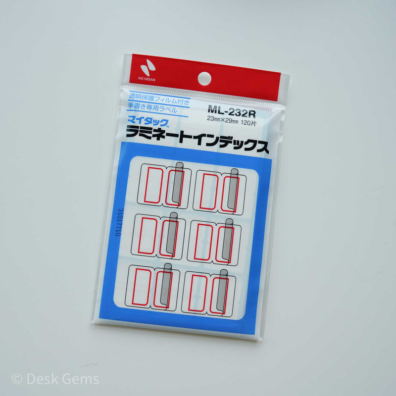 Laminated White Index Tabs - Red Frame