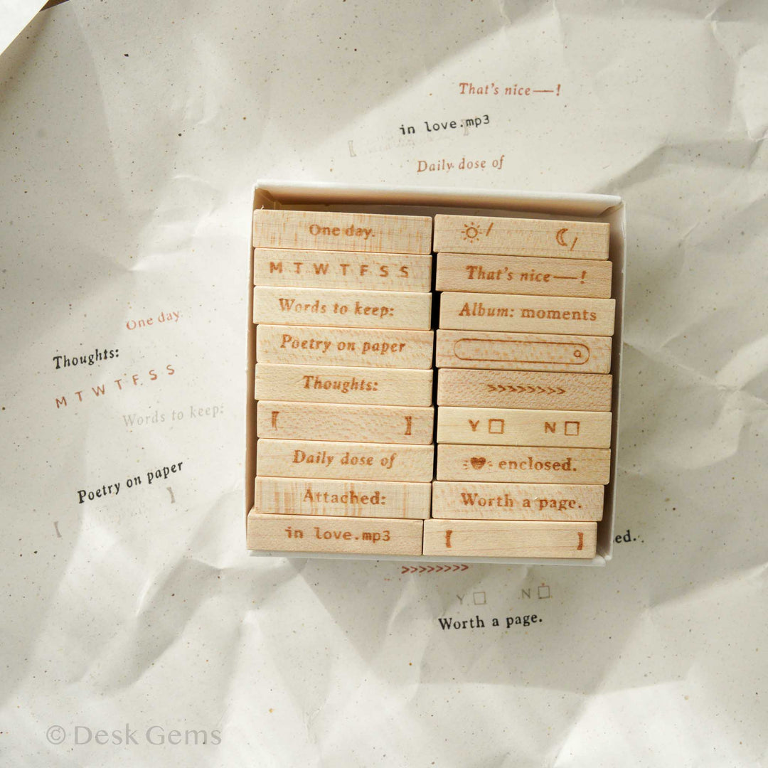 New Phavourite PC 9pt.(4) Tiny Text Rubber Stamp Set