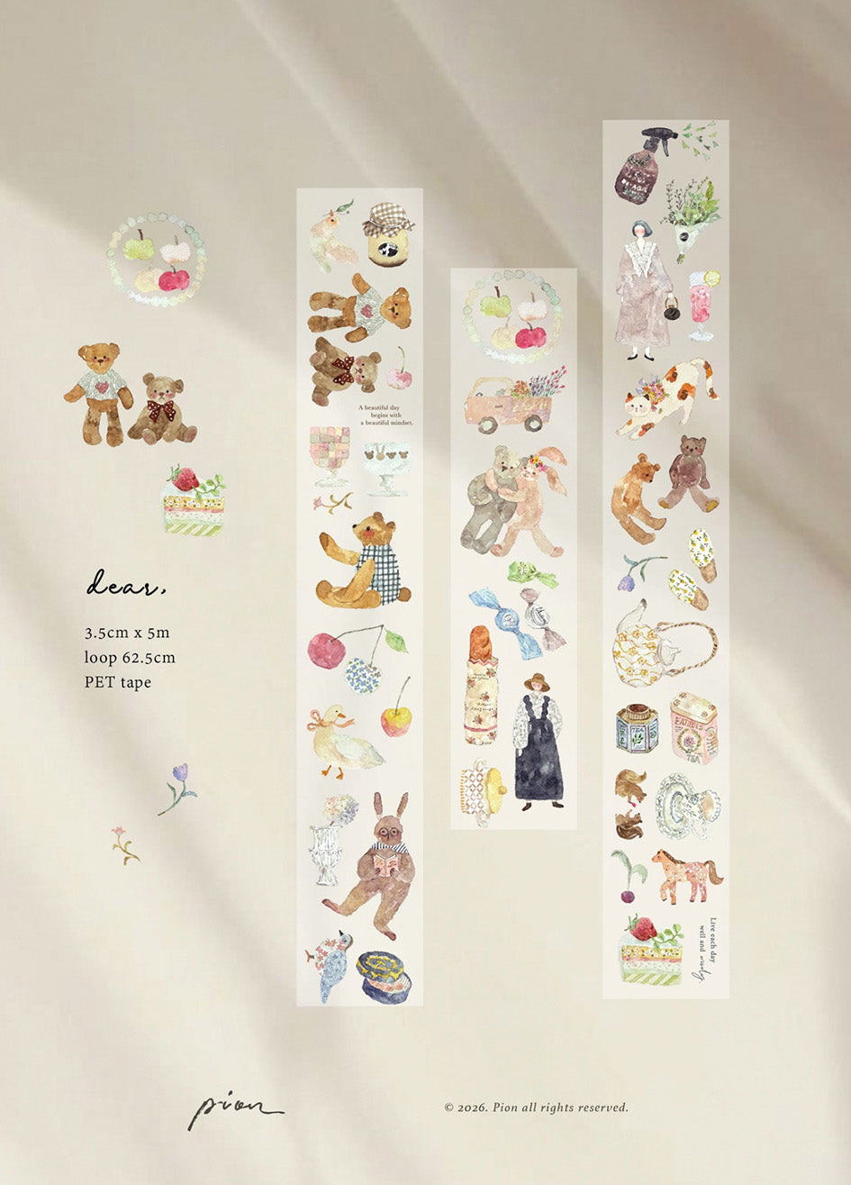 Pion Kiss-cut Matte PET Tape - Dear,