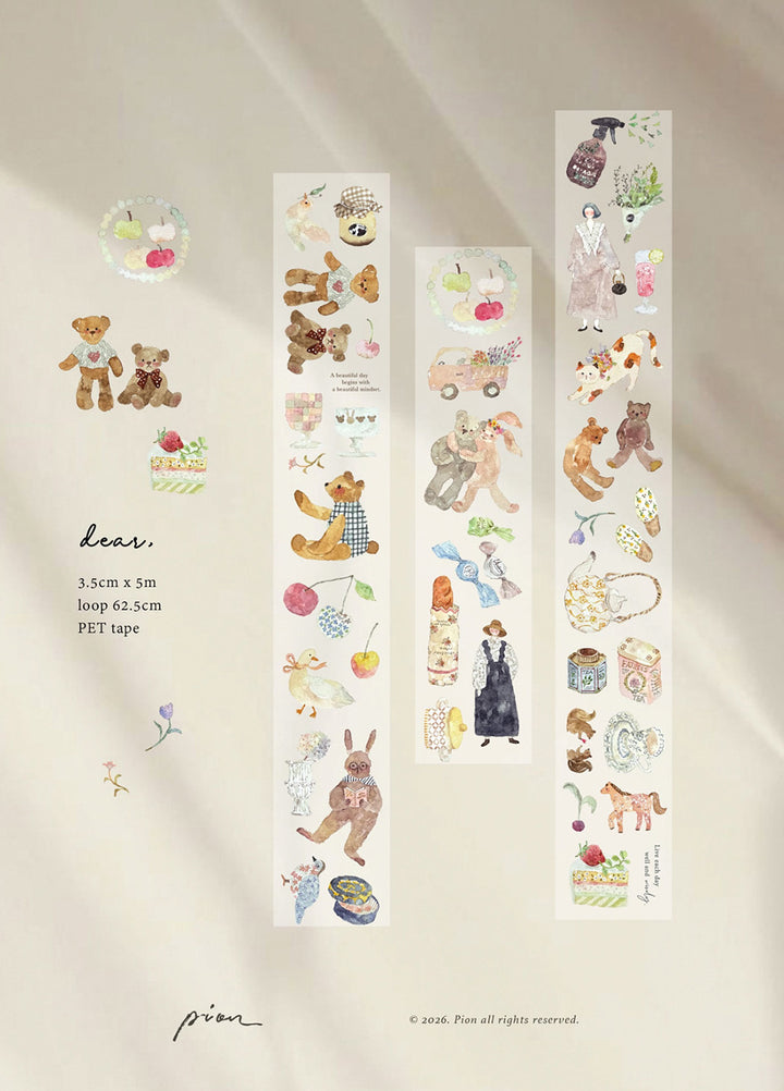Pion Kiss-cut Matte PET Tape - Dear,