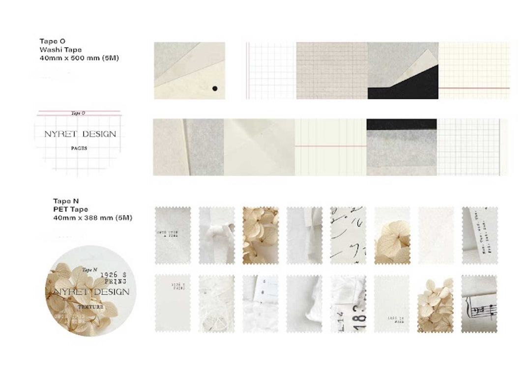 NYRET Design Original Washi Tapes - L, M, O &amp; N
