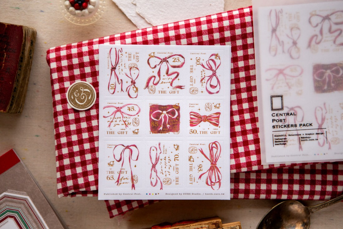 OURS Ribbon Bow Stamp Sticker