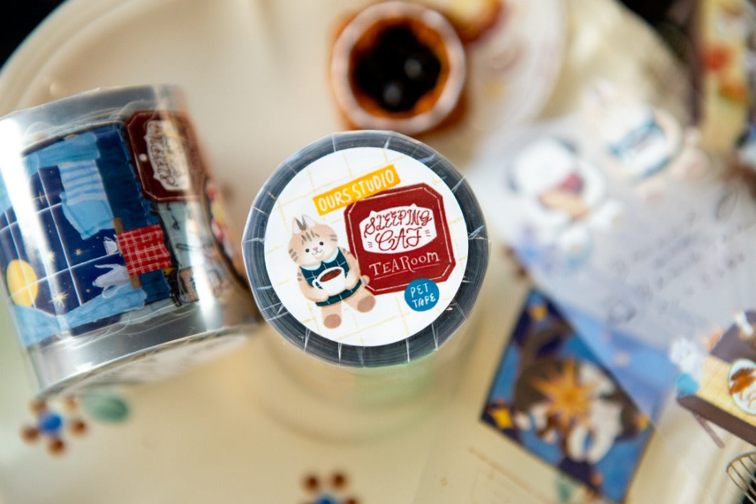 OURS Tea Room Kiss-cut PET Tape - Sleeping Cat