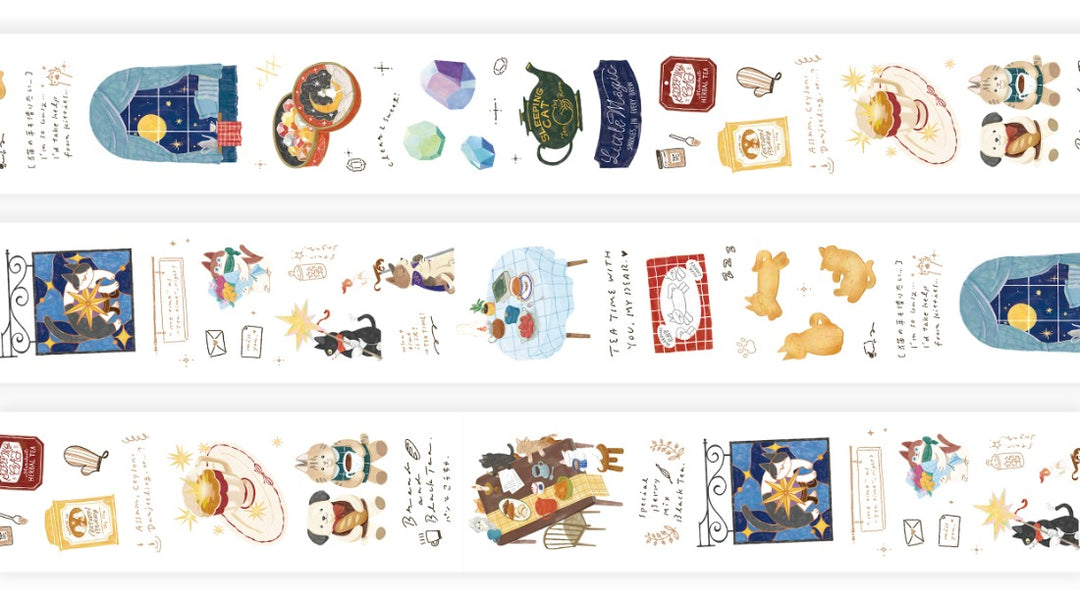 OURS Tea Room Kiss-cut PET Tape - Sleeping Cat