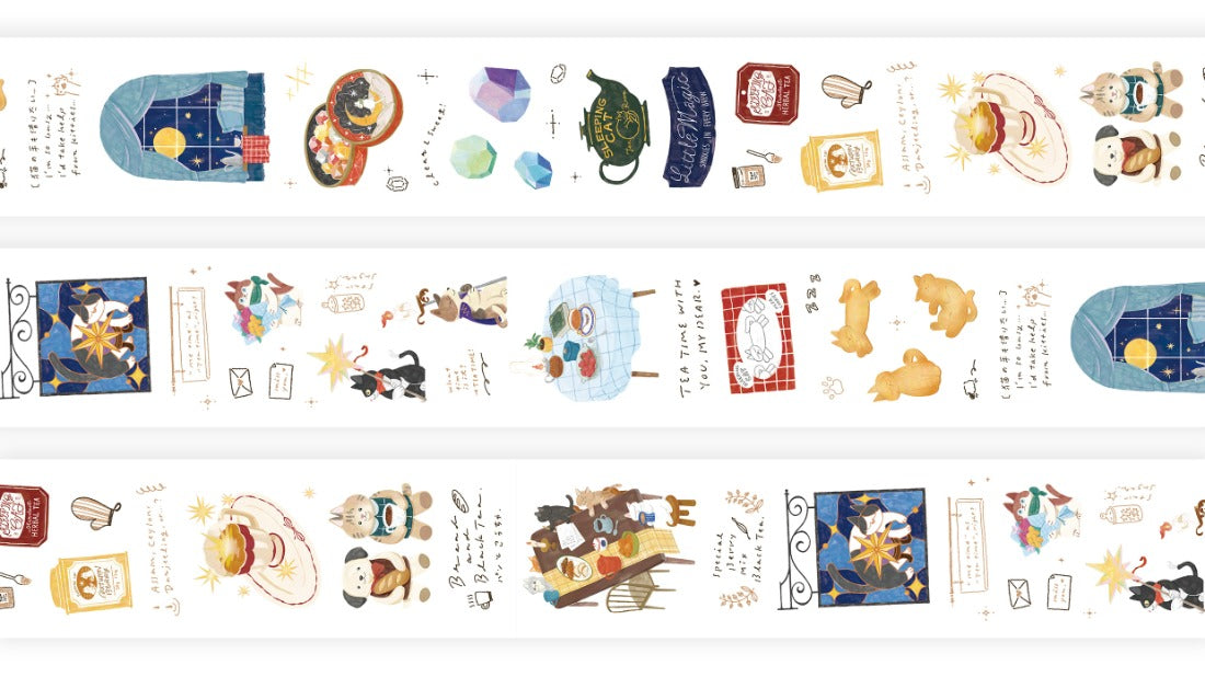 OURS Tea Room Kiss-cut PET Tape - Sleeping Cat