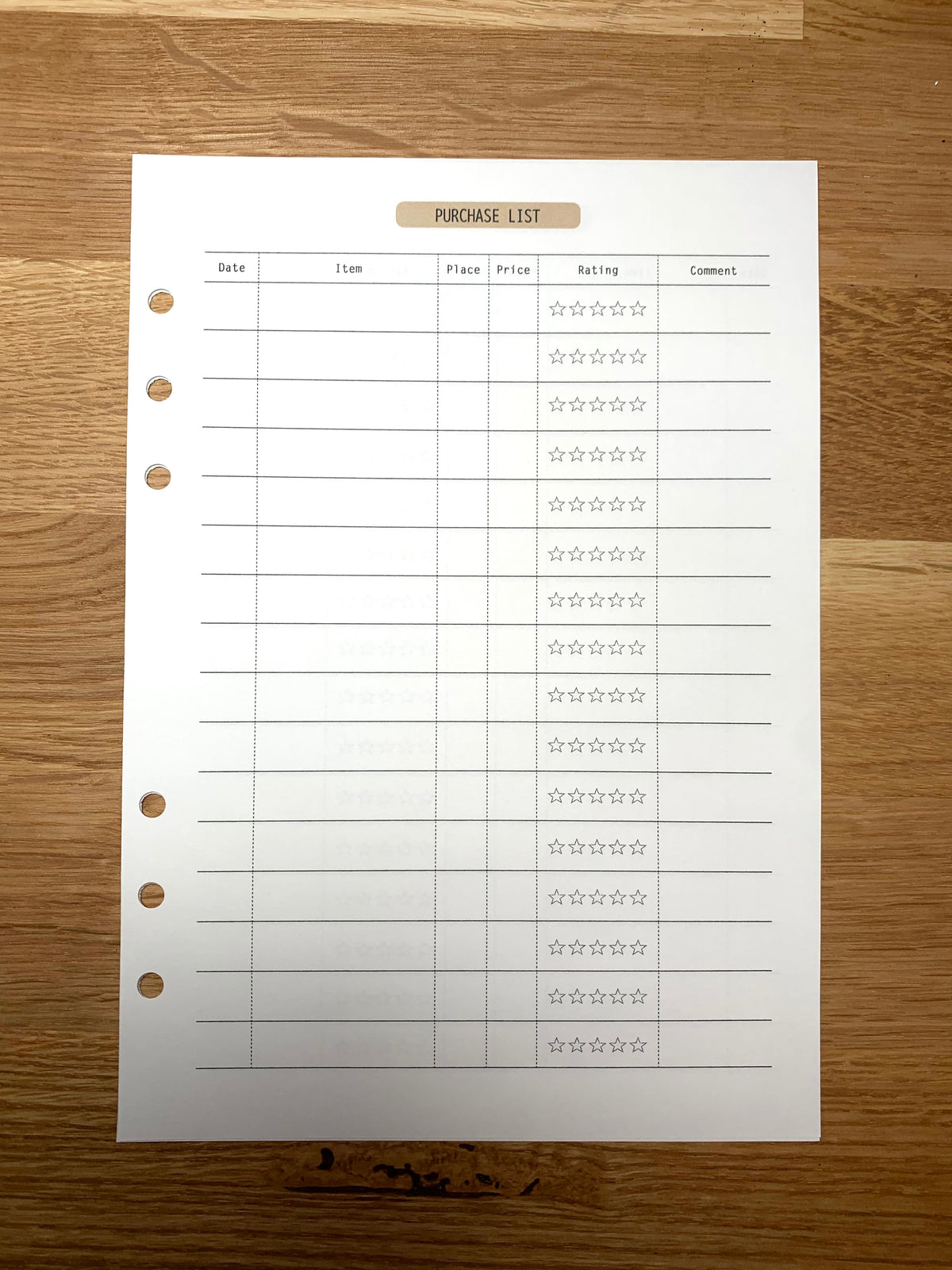 Desk Gems Purchase Lists Inserts A5
