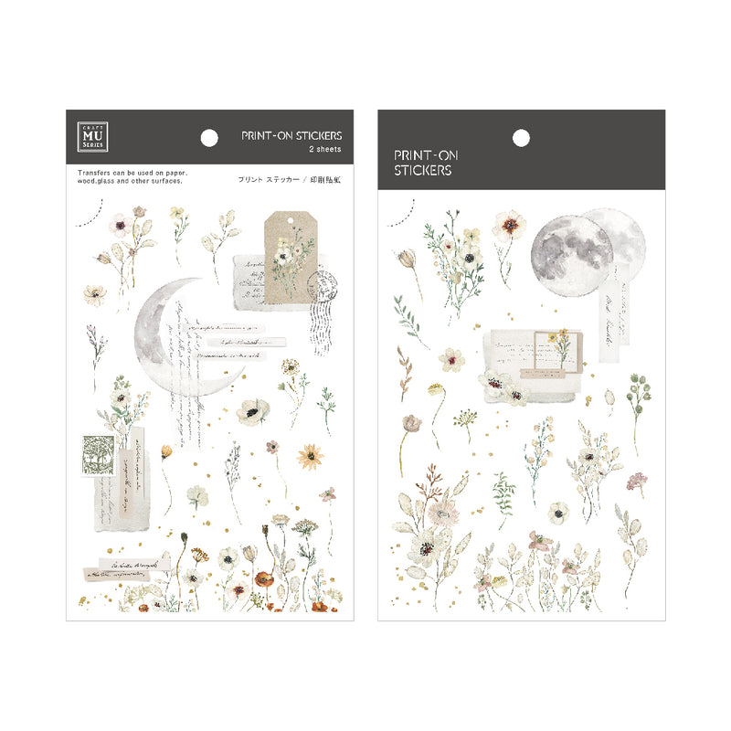 MU Print-on Stickers - No. 200 - Moon and Flowers