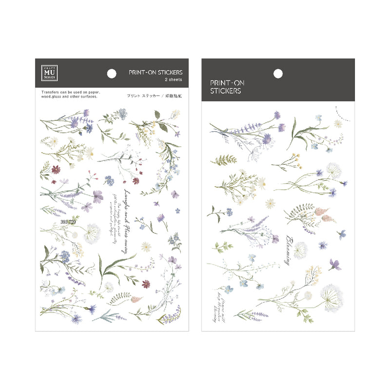 MU Print-on Stickers - No. 203 - Flowers on Flowing Stems