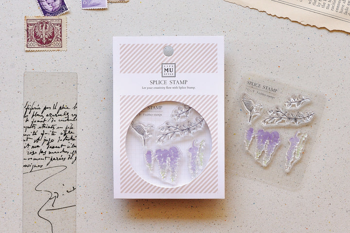 MU Splice Clear Stamps - No. 9 - Hummingbird and Flower Stems