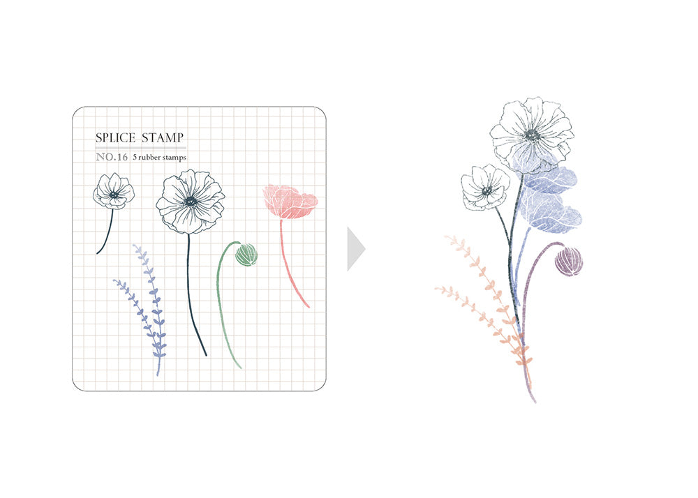 MU Splice Clear Stamps - No. 16 - Flowers on a Stem