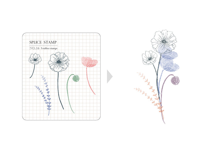 MU Splice Clear Stamps - No. 16 - Flowers on a Stem
