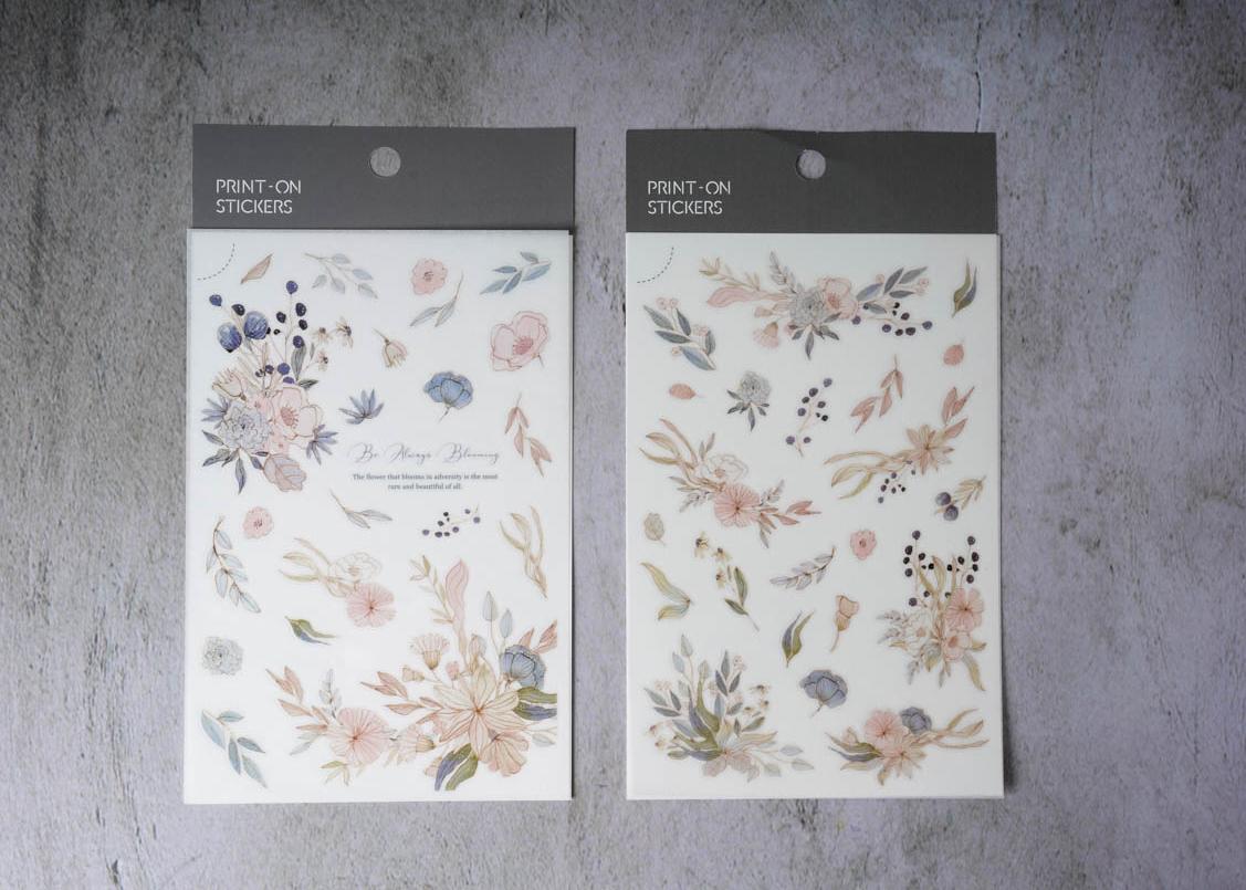MU Print-on Stickers - Blue and Purple Flowers - No. 173