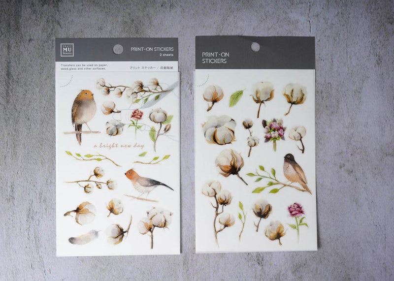 MU Print-on Stickers - Cotton and Bird - No. 036