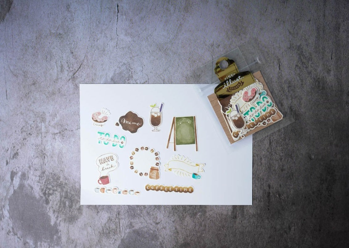 Mind Wave Ink Illust Flake Seals - Cafe