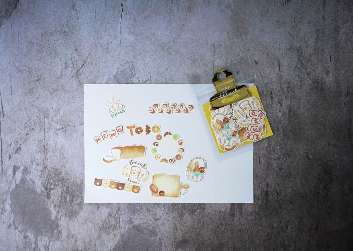 Mind Wave Ink Illust Flake Seals - Bread