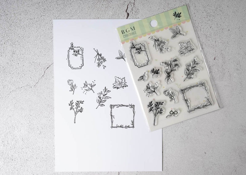 BGM Clear Stamp - Leaf and Flower 1
