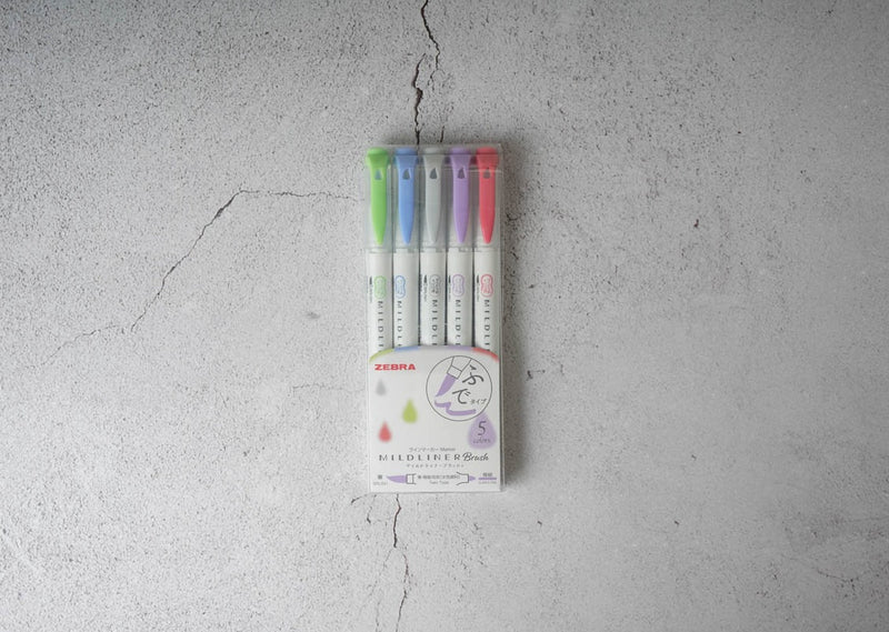 Zebra Mildliner 5 Color Dual-tip Brush Pens - Cool Colors