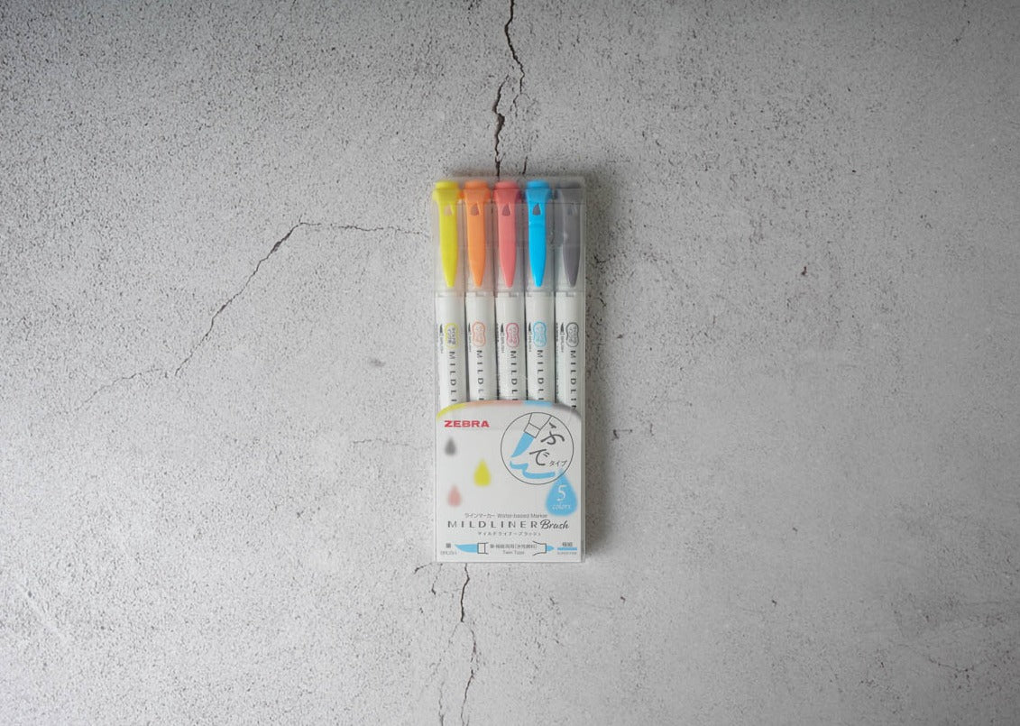 Zebra Mildliner 5 Color Dual-tip Brush Pens - Friendly Colors