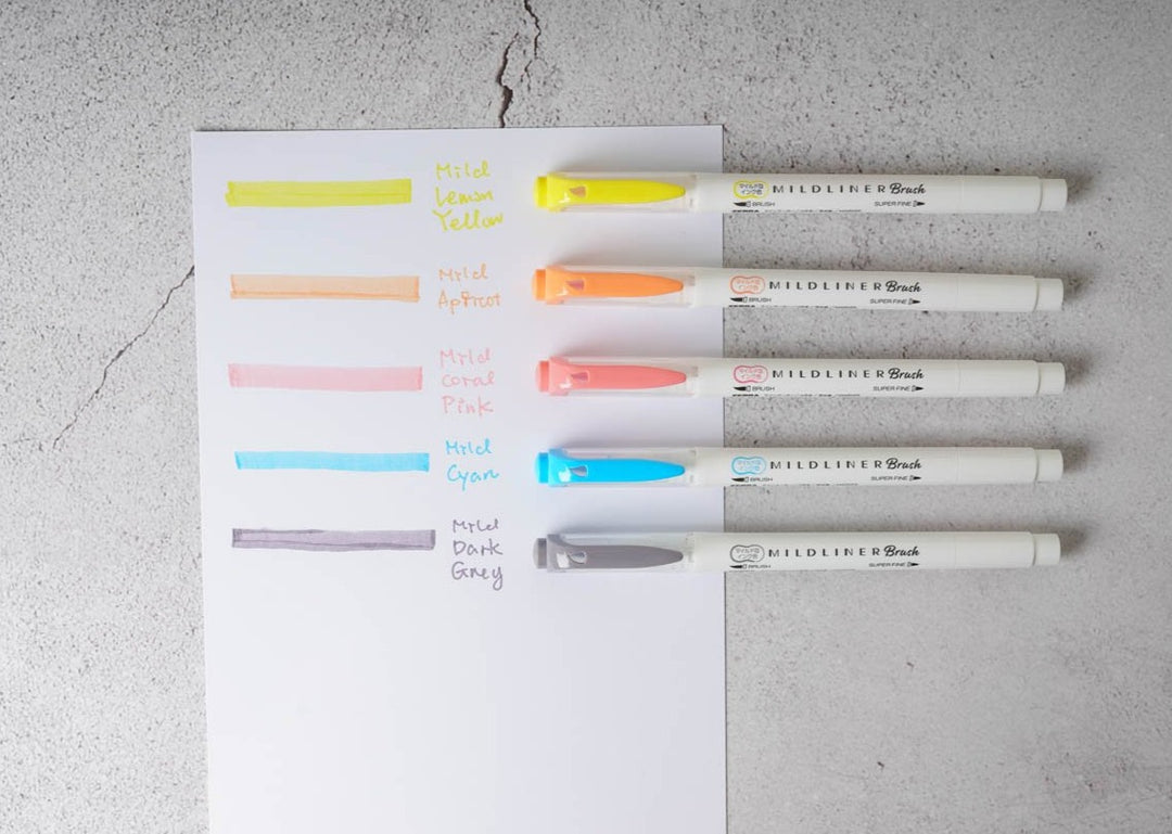 Zebra Mildliner 5 Color Dual-tip Brush Pens - Friendly Colors