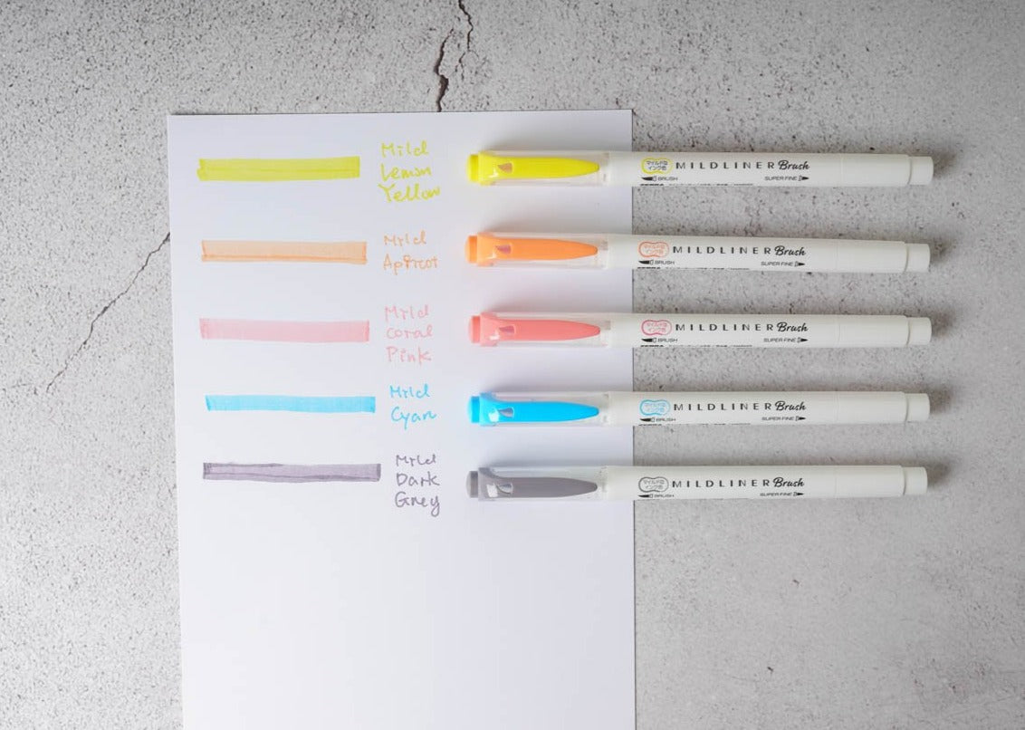 Zebra Mildliner 5 Color Dual-tip Brush Pens - Friendly Colors