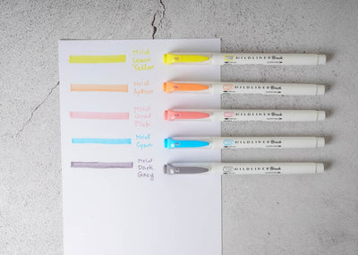 Zebra Mildliner 5 Color Dual-tip Brush Pens - Friendly Colors