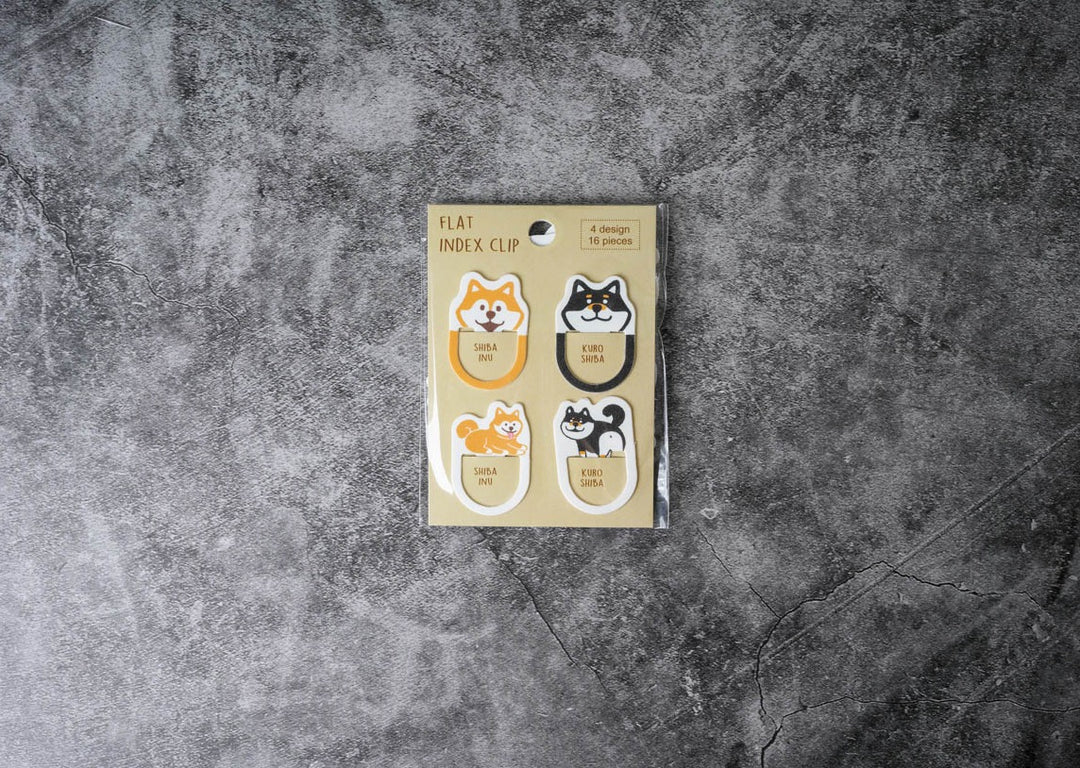 Pine Book Flat Index Clip - Shiba Dogs