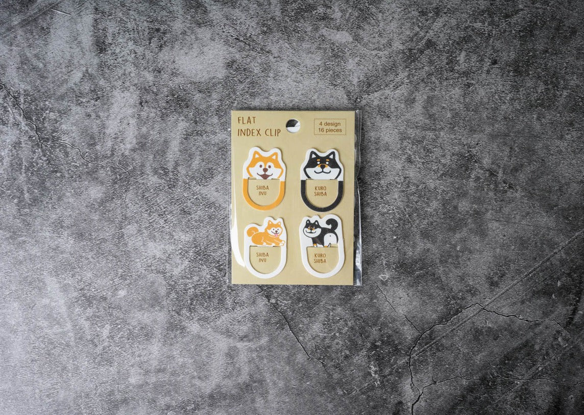 Pine Book Flat Index Clip - Shiba Dogs