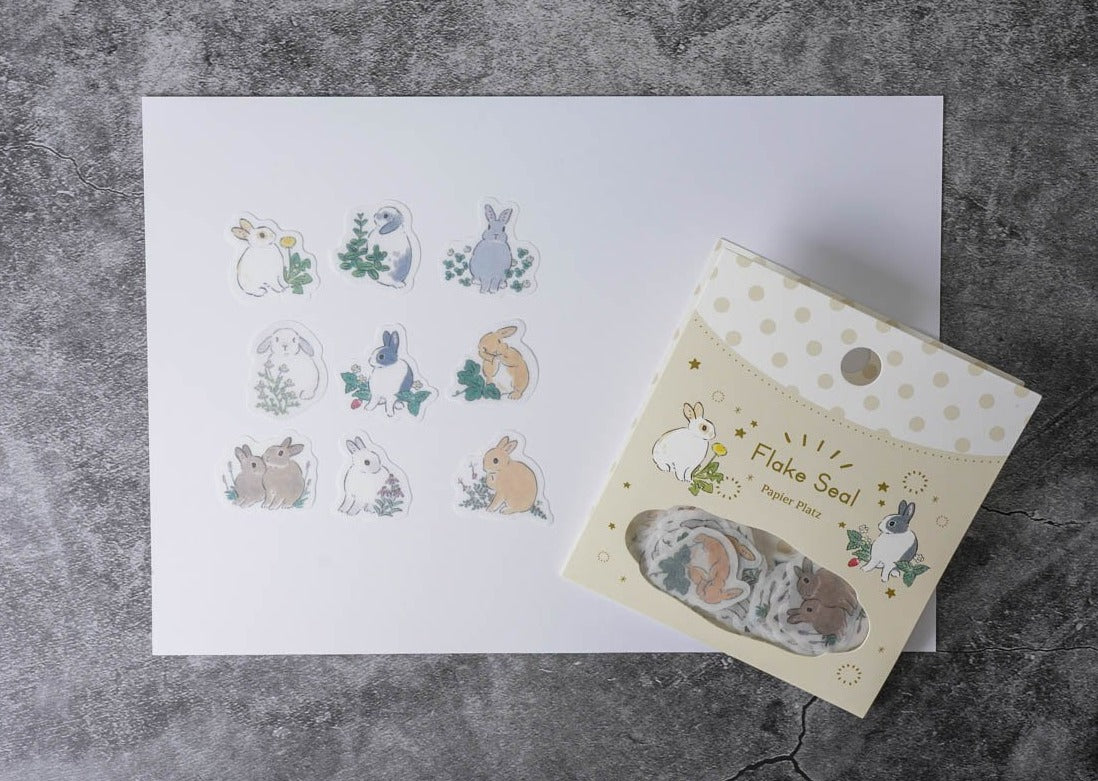Papier Platz Flake Seals - Bunnies and Wild Flowers
