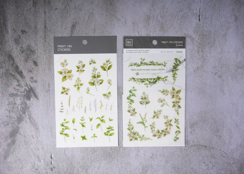 MU Print-on Stickers - White Flowers - No. 035