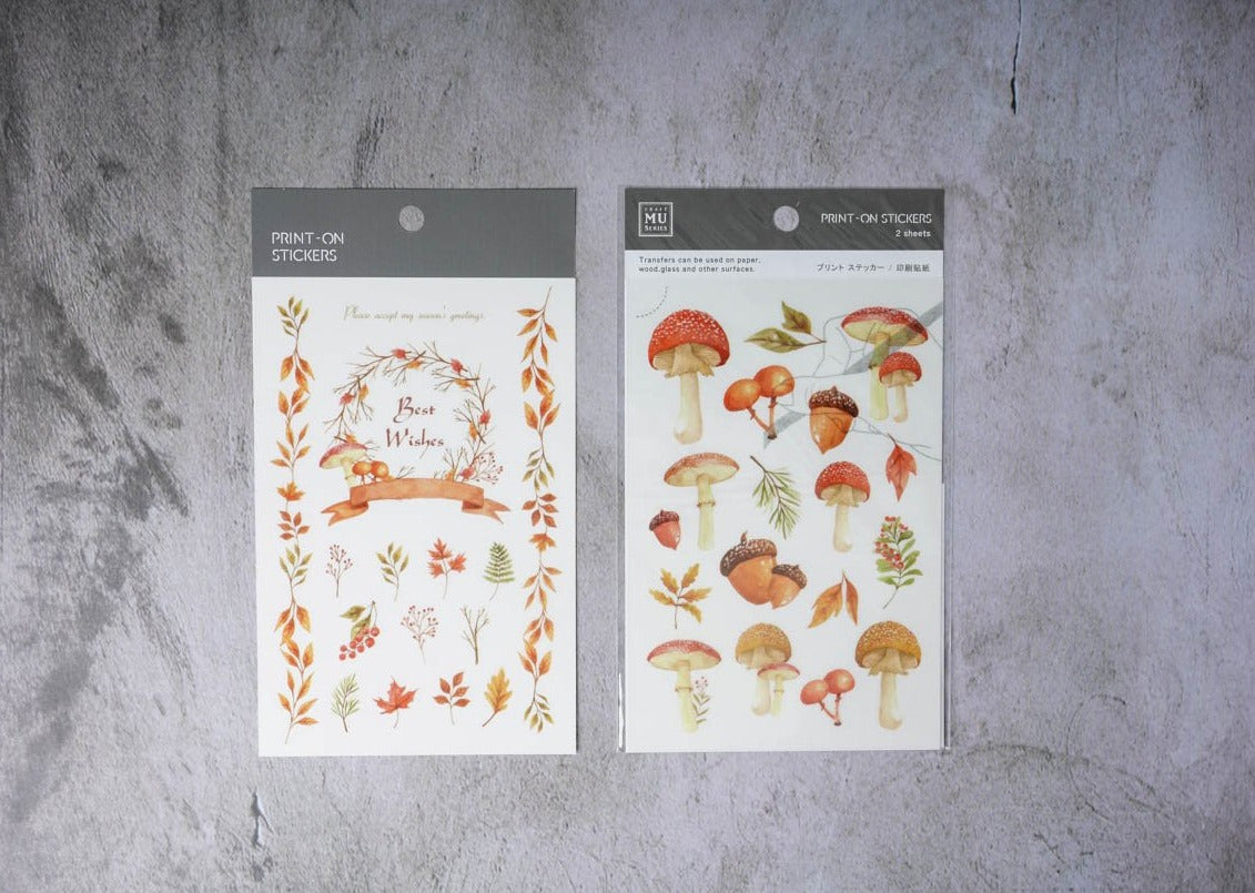MU Print-on Stickers - Mushrooms and Acorns - No. 031