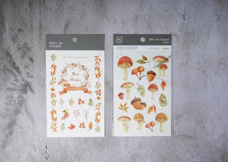 MU Print-on Stickers - Mushrooms and Acorns - No. 031