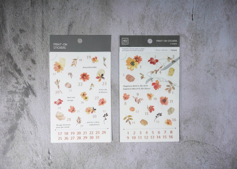 MU Print-on Stickers - No. 167 - Red Flowers with Dates