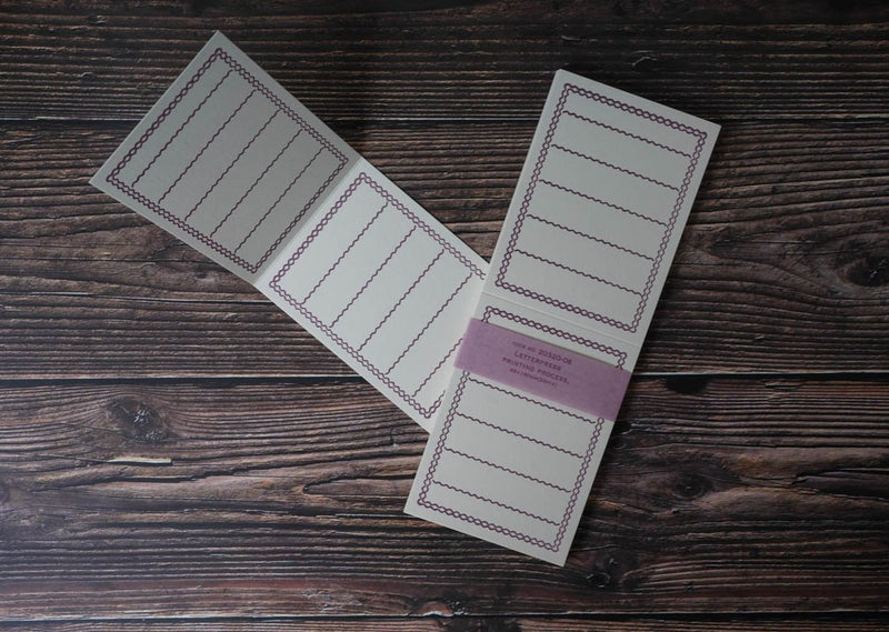Classiky Letterpress Folded Memo Card - Purple 
