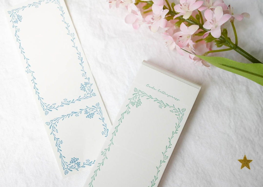 Oeda Letterpress Limited Edition Noble Label Book - Jade Green &amp; Pale Blue