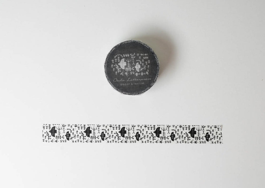 Oeda Letterpress Washi Tape - Bird Black