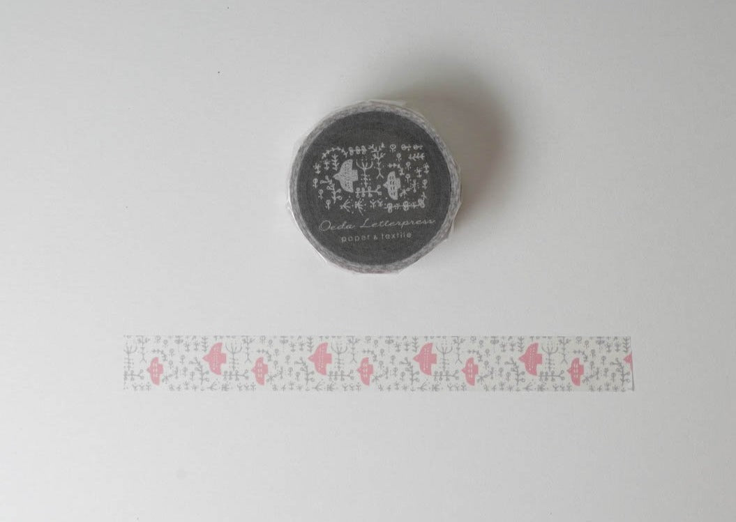 Oeda Letterpress Washi Tape - Bird Pink
