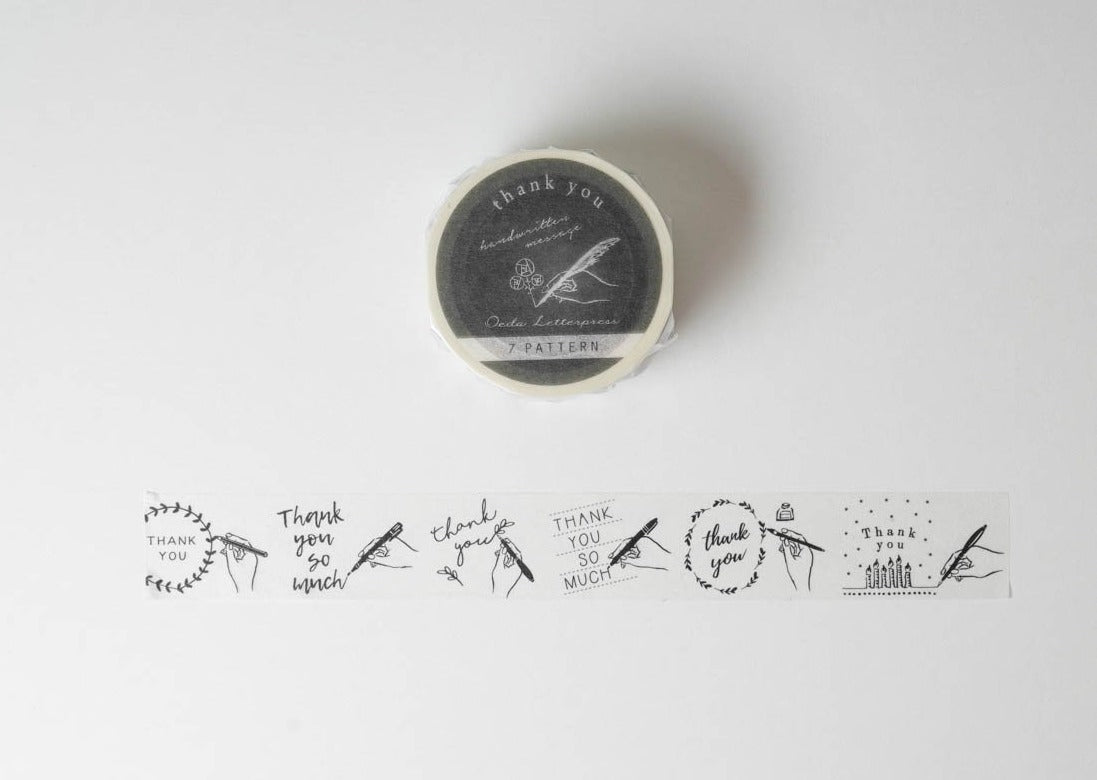 Oeda Letterpress Washi Tape - Thank You Handwritten