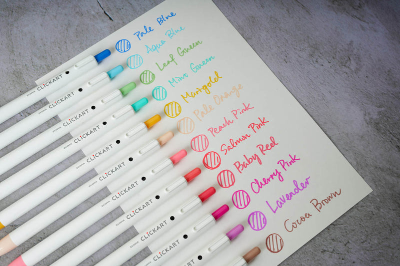 Zebra Clickart Marker Pens 0.6 mm - 12 Color Set – Desk Gems