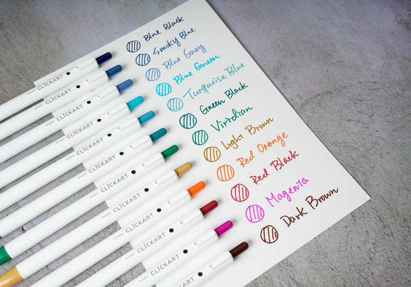 Zebra ClickArt Retractable Marker Pen - 12 Color Set - DK
