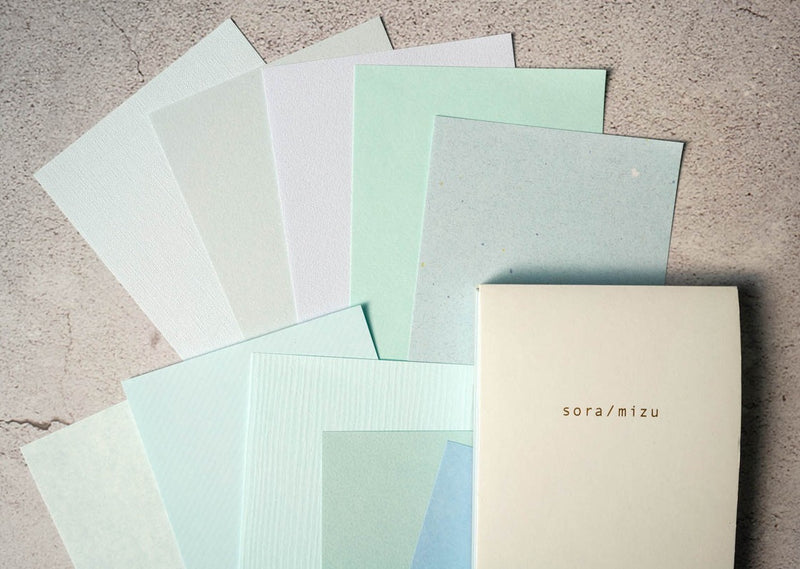 Kamiterior Memoterior Paper Set - Colors sora/mizu light blue