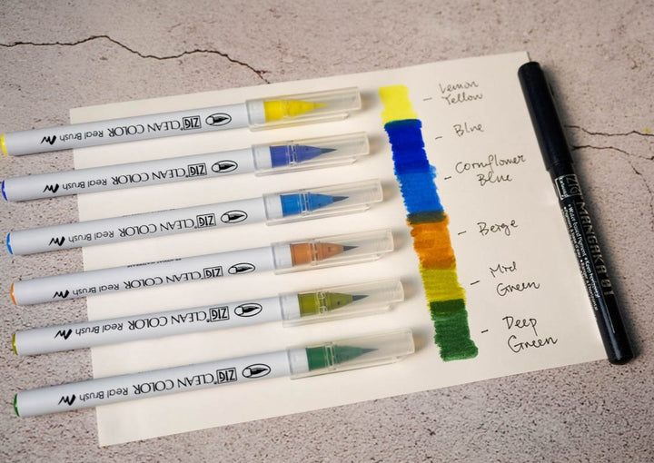 Kuretake ZIG Mangaka Watercolor Brush Pen set Starry Night Color Set