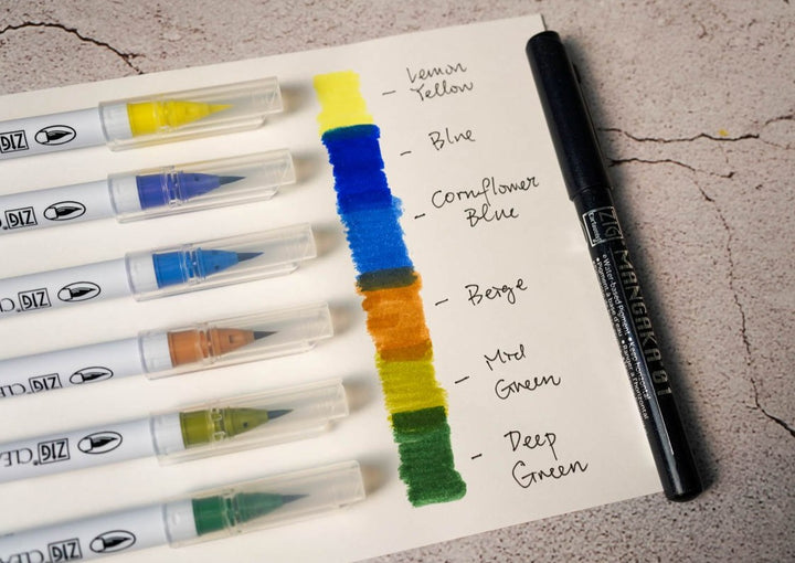 Kuretake ZIG Mangaka Watercolor Brush Pen set