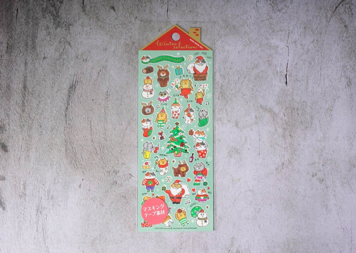 Mind Wave Limited Winter Selection Stickers - Gorogoro Nyansuke Santa 