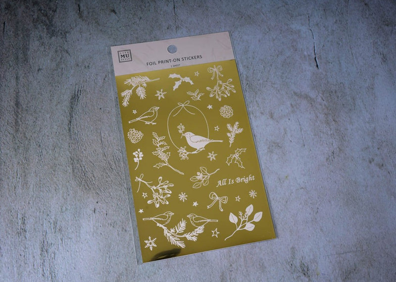 MU Gold Foil Christmas Limited Print-on Stickers - Turtle Doves 