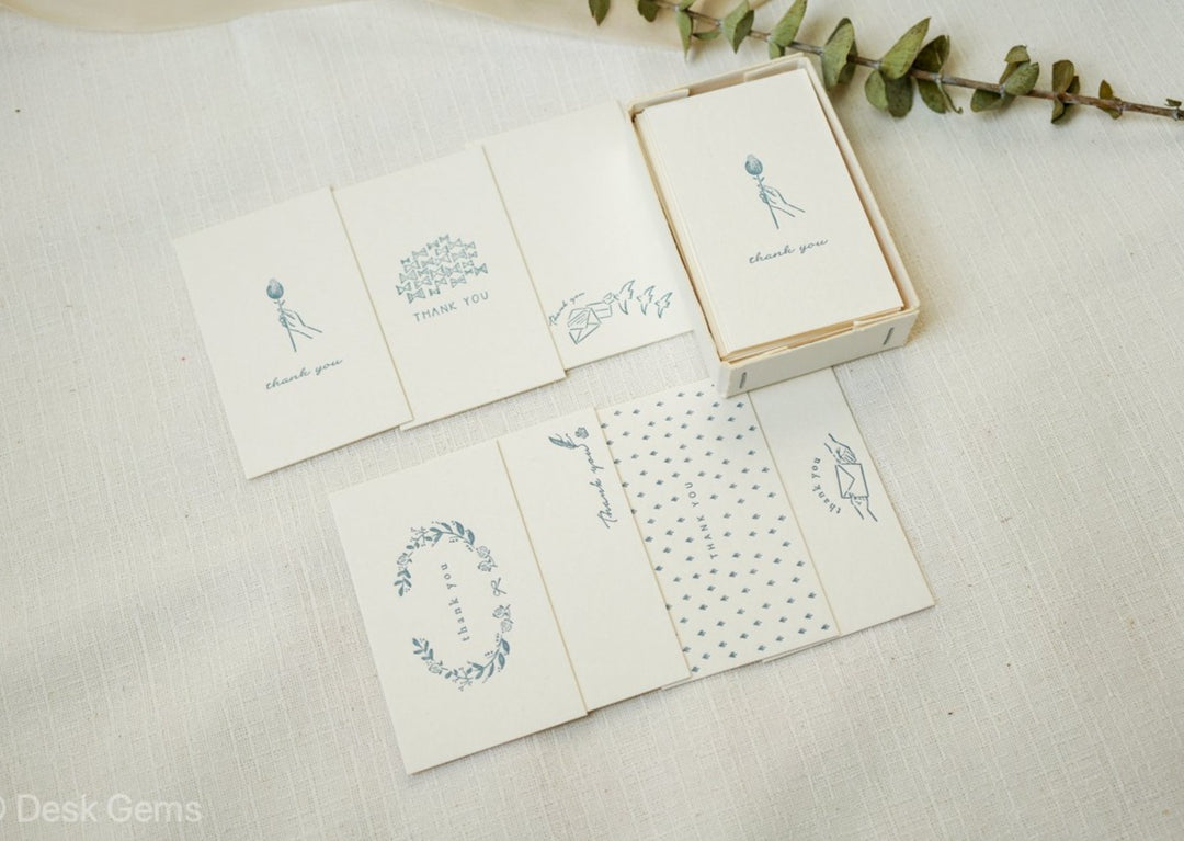 Oeda Letterpress Limited Edition Thank You Card Box - Bluish Gray