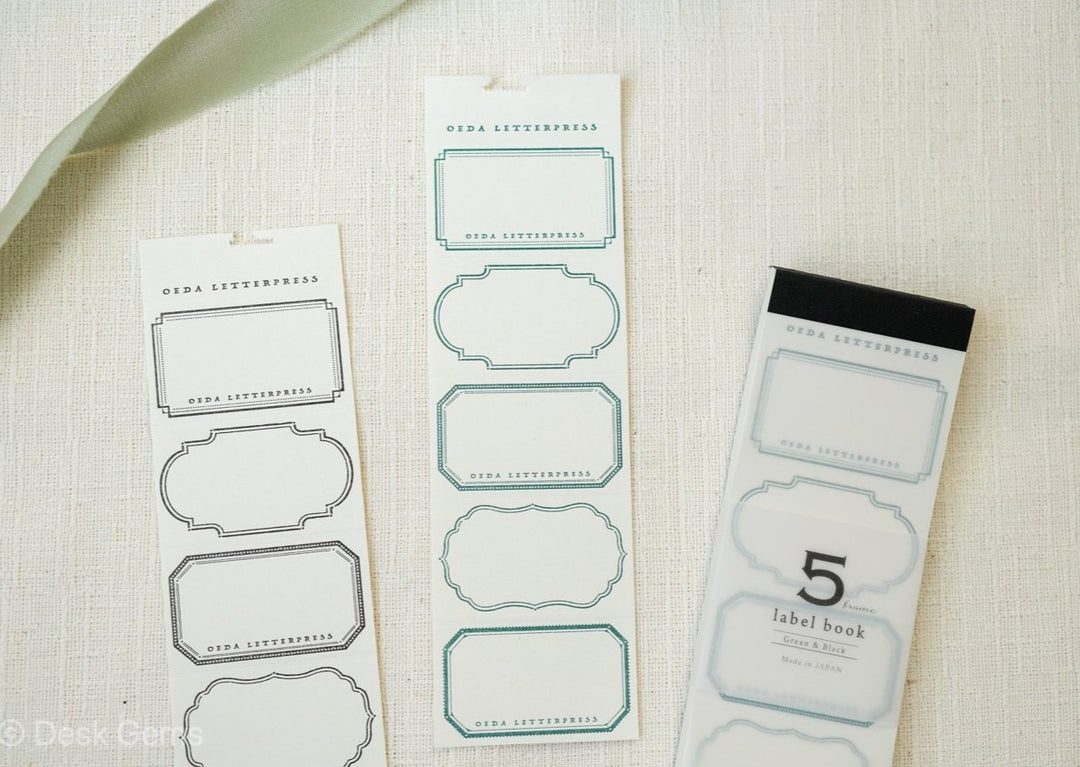 Oeda Letterpress 5 Frame Label Book - Green and Black